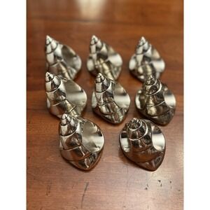 Set of 8 Vintage Silver Plated Seashell Napkin Rings Coastal Nautical Beach 8pc